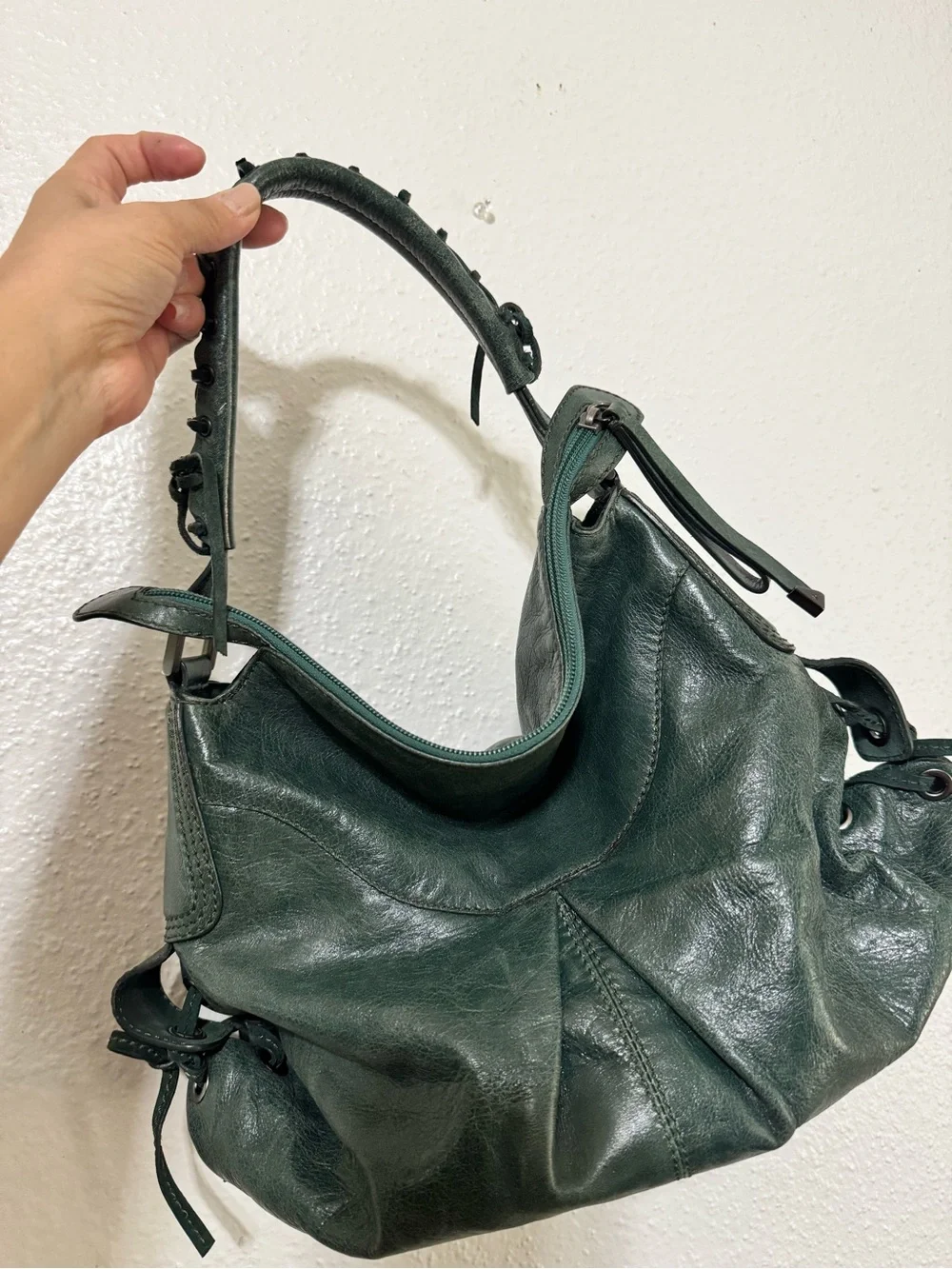 Francesco Biasia Dark Green Leather Hobo